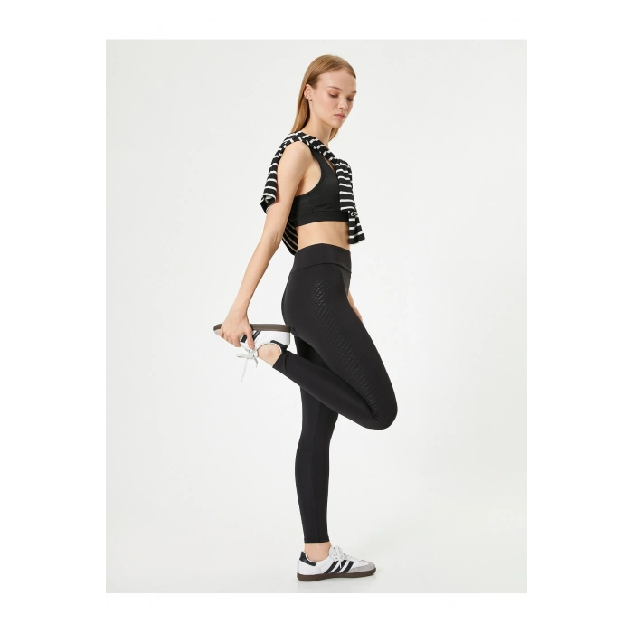 Spor Tayt Yüksek Bel Slim Fit Baskı Detaylı