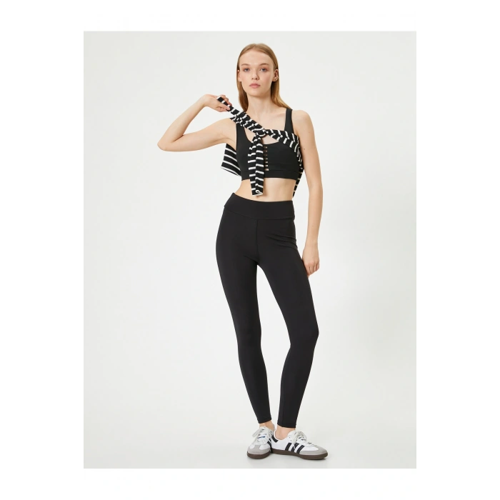 Spor Tayt Yüksek Bel Slim Fit Baskı Detaylı