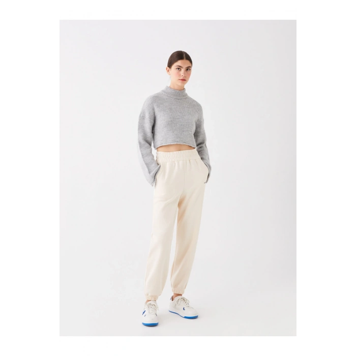 Beli Lastikli Nakışlı Kadın Jogger Eşofman Altı