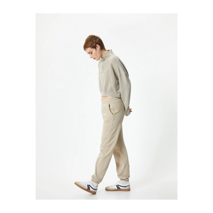 Şardonlu Jogger Eşofman Altı Cepli Soluk Efektli Rahat Kalıp Pamuklu