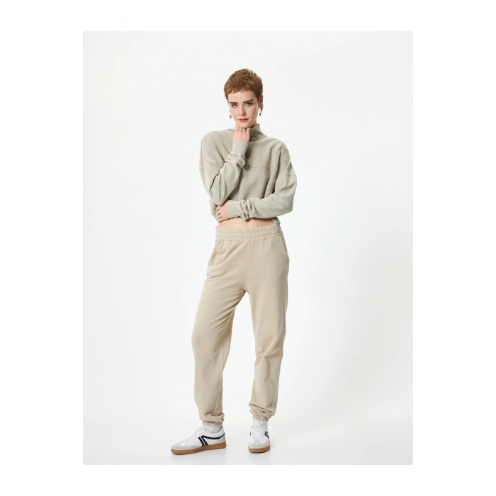 Şardonlu Jogger Eşofman Altı Cepli Soluk Efektli Rahat Kalıp Pamuklu