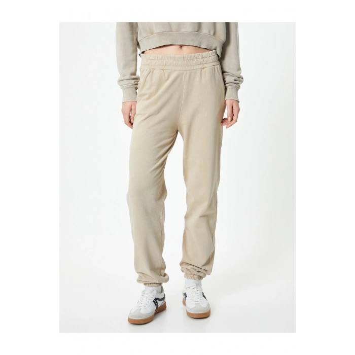 Şardonlu Jogger Eşofman Altı Cepli Soluk Efektli Rahat Kalıp Pamuklu