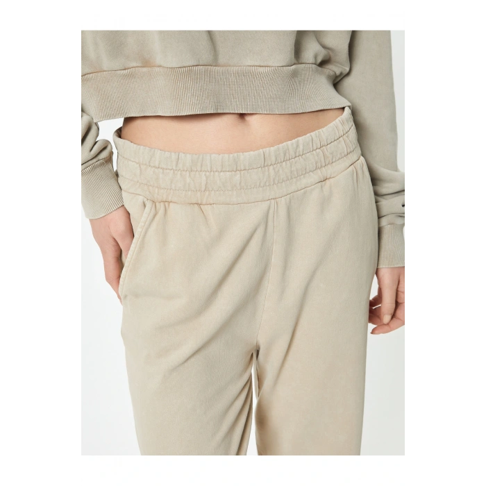 Şardonlu Jogger Eşofman Altı Cepli Soluk Efektli Rahat Kalıp Pamuklu
