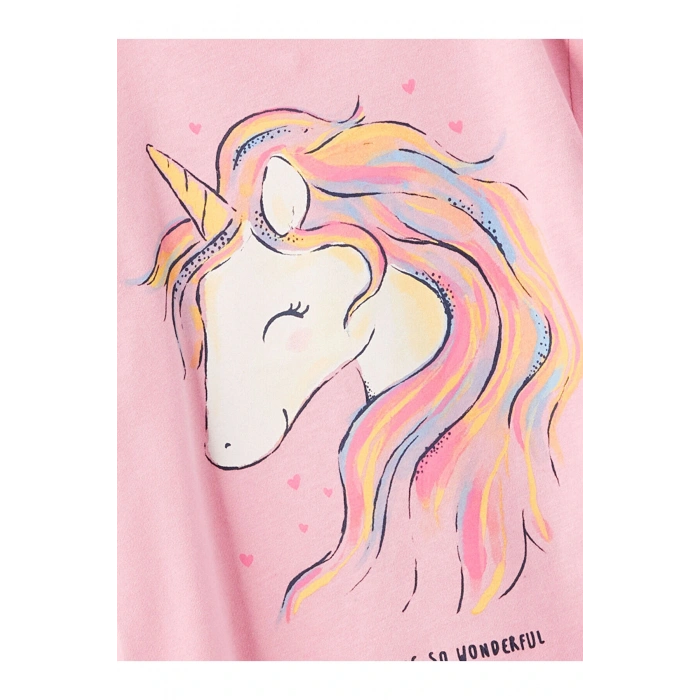 Bisiklet Yaka Uzun Kollu Baskılı Kız Bebek Tişört