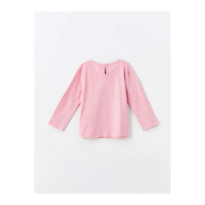 Bisiklet Yaka Uzun Kollu Baskılı Kız Bebek Tişört