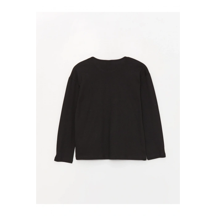 Bisiklet Yaka Baskılı Uzun Kollu Kız Çocuk Tişört