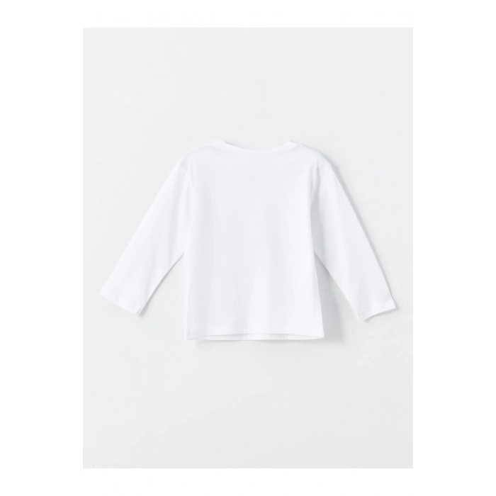 Bisiklet Yaka Uzun Kollu Baskılı Kız Bebek Tişört