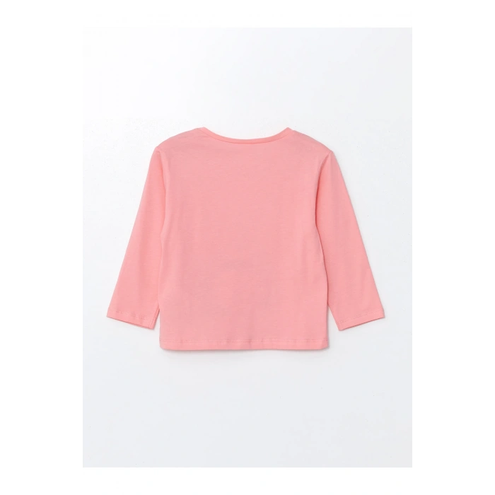 Bisiklet Yaka Uzun Kollu Baskılı Kız Bebek Tişört