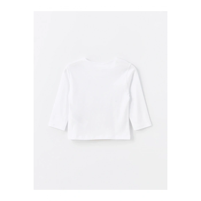 Bisiklet Yaka Uzun Kollu Baskılı Kız Bebek Tişört