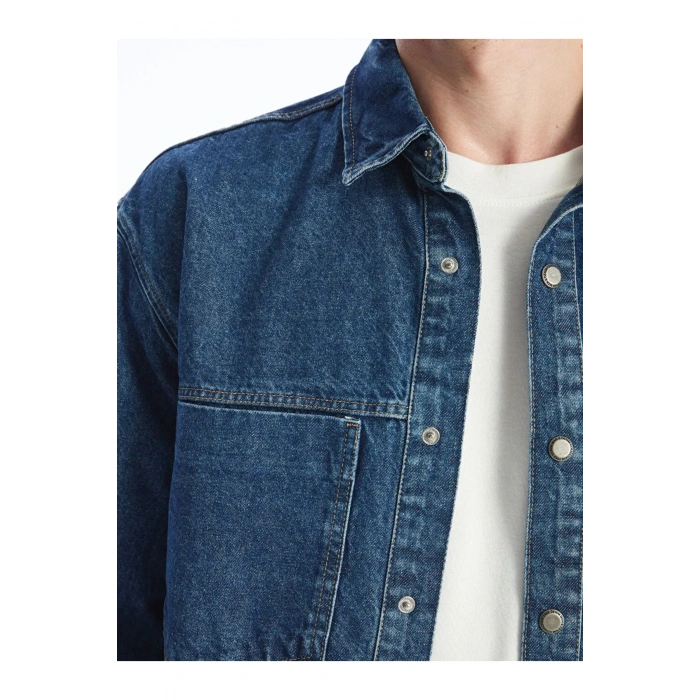 LCW Jeans Orta İndigo Rodeo Regular Fit Uzun Kollu Erkek Jean Gömlek