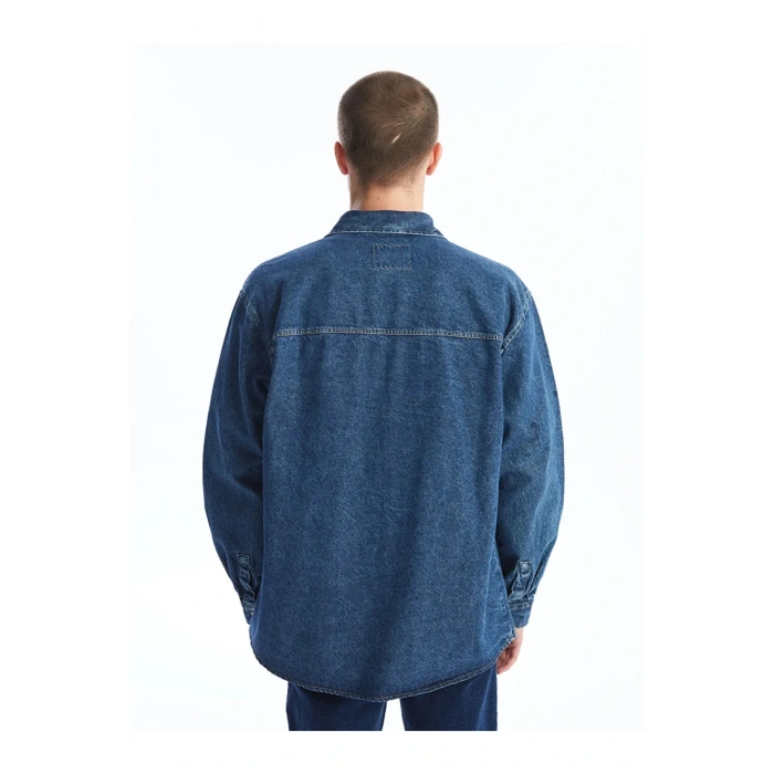 LCW Jeans Orta İndigo Rodeo Regular Fit Uzun Kollu Erkek Jean Gömlek