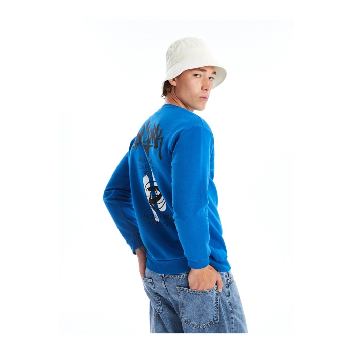 Lcw Bisiklet Yaka Uzun Kollu Baskılı Erkek Sweatshirt