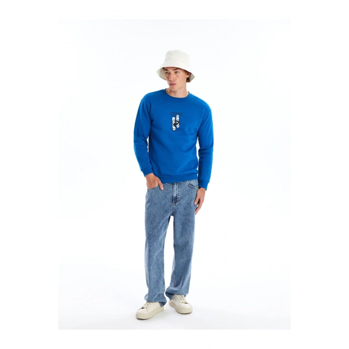 Lcw Bisiklet Yaka Uzun Kollu Baskılı Erkek Sweatshirt