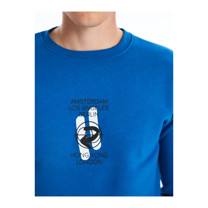 Lcw Bisiklet Yaka Uzun Kollu Baskılı Erkek Sweatshirt