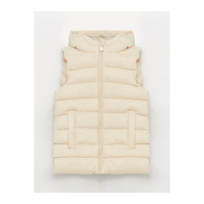 LCW Kids Bej Kapüşonlu Kız Çocuk Şişme Yelek