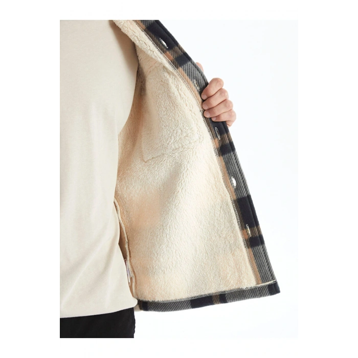 Rahat Kalıp Uzun Kollu Ekose Erkek Gömlek Ceket