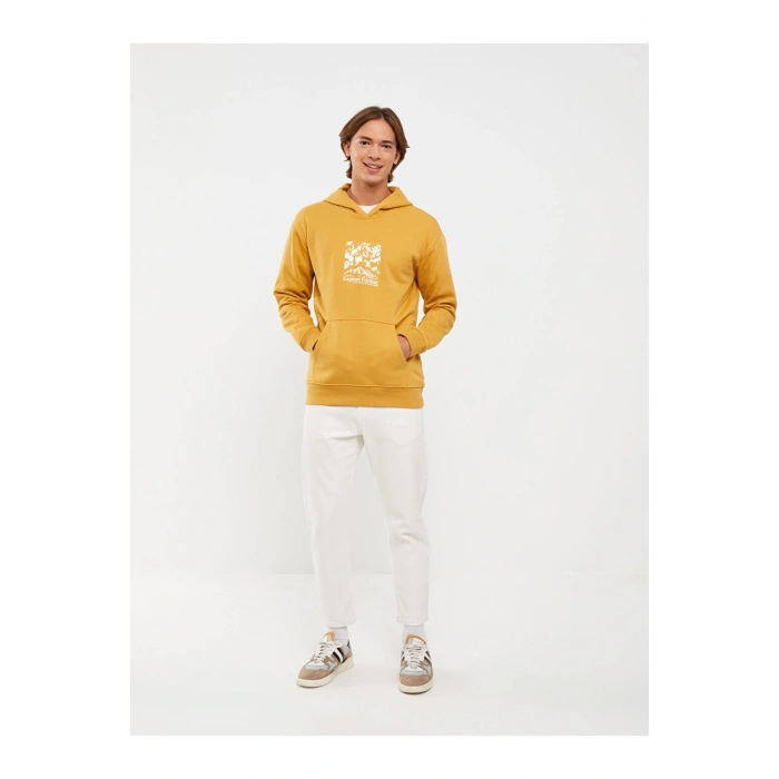 Oversize Kapüşonlu Uzun Kollu Baskılı Erkek Sweatshirt