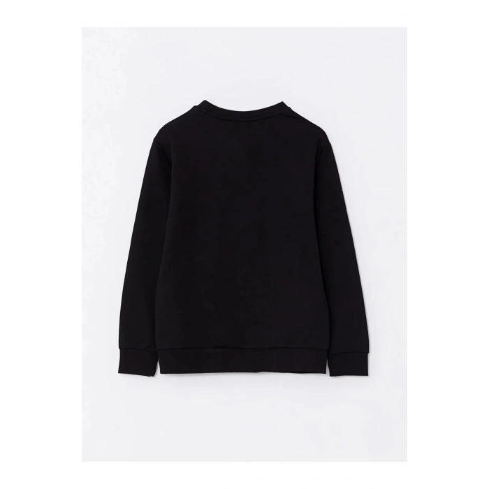 LCW Kids Siyah Bisiklet Yaka Baskılı Uzun Kollu Erkek Çocuk Sweatshirt