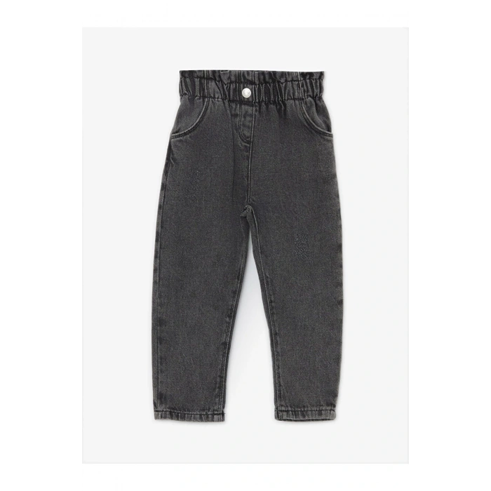 Beli Lastikli Basic Kız Bebek Jean Pantolon