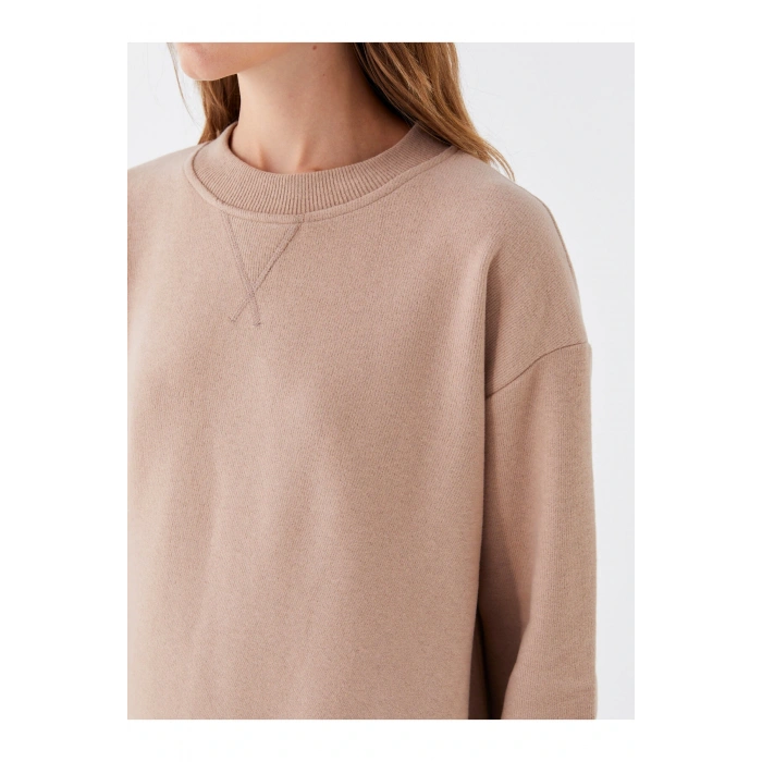 Bisiklet Yaka Düz Uzun Kollu Kadın Tunik