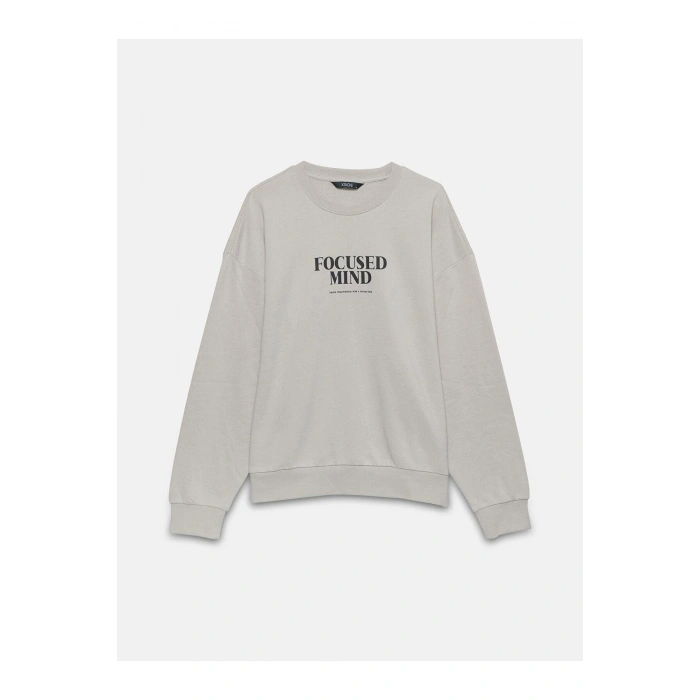 LCW Casual Bisiklet Yaka Baskılı Uzun Kollu Sweatshirt