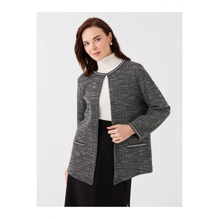 LCW Grace Bisiklet Yaka Desenli Uzun Kollu Kadın Hırka