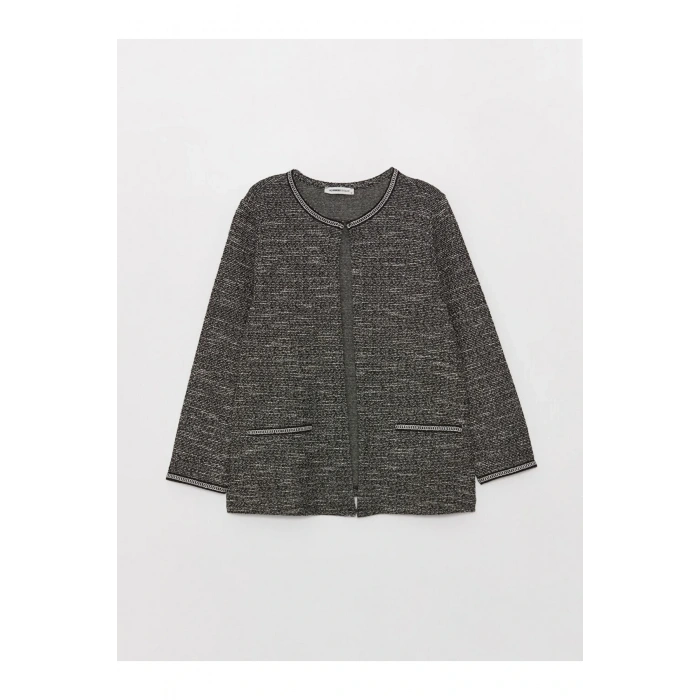 LCW Grace Bisiklet Yaka Desenli Uzun Kollu Kadın Hırka