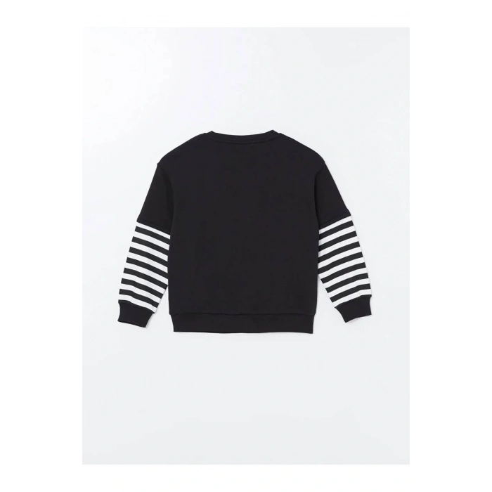 LCW Kids Siyah Bisiklet Yaka Kız Çocuk Kalın Sweatshirt