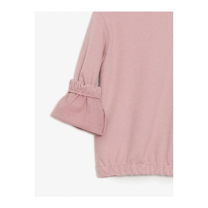 LCW Kids Pembe Bisiklet Yaka Baskılı Uzun Kollu Kız Çocuk Sweatshirt