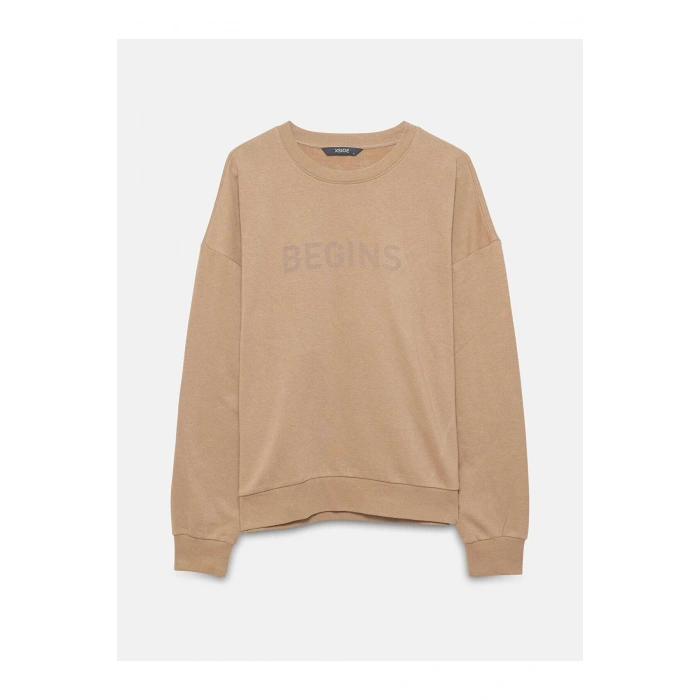 LCW  Desen Bisiklet Yaka Baskılı Erkek Kalın Sweatshirt