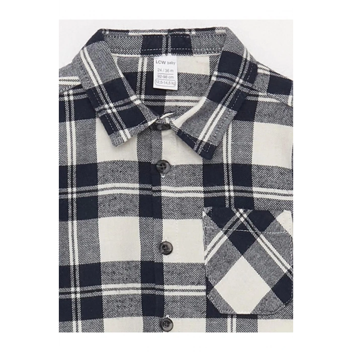 LCW baby Lacivert Uzun Kollu Ekose Erkek Bebek Gömlek