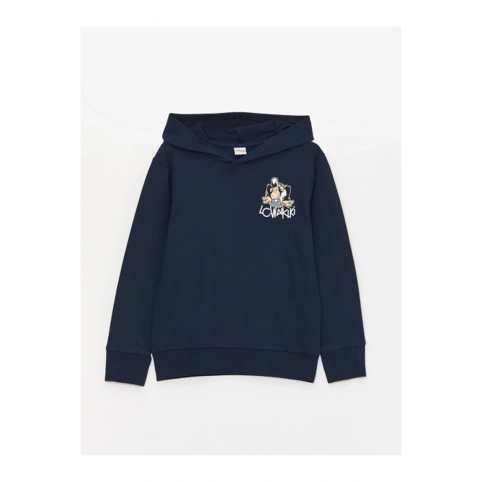 Nostaljik Maymun Baskılı Uzun Kollu Erkek Çocuk Hoodie