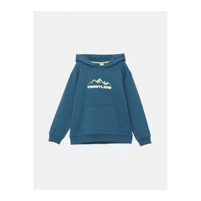 İndigo Kapüşonlu Erkek Çocuk Sweatshirt