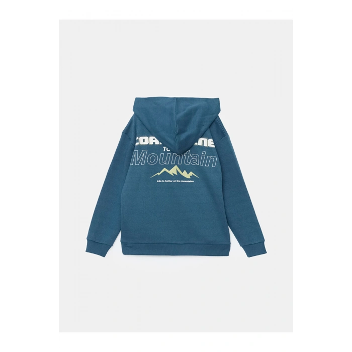 İndigo Kapüşonlu Erkek Çocuk Sweatshirt