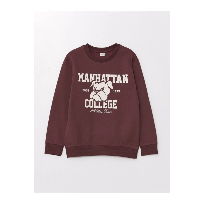 Lcwk Bisiklet Yaka Baskılı Uzun Kollu Erkek Çocuk Sweatshirt