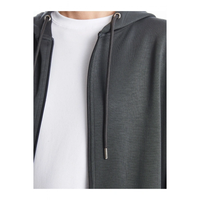 Lcwaikiki Basic Kapüşonlu Oversize Kadın Fermuarlı Sweat