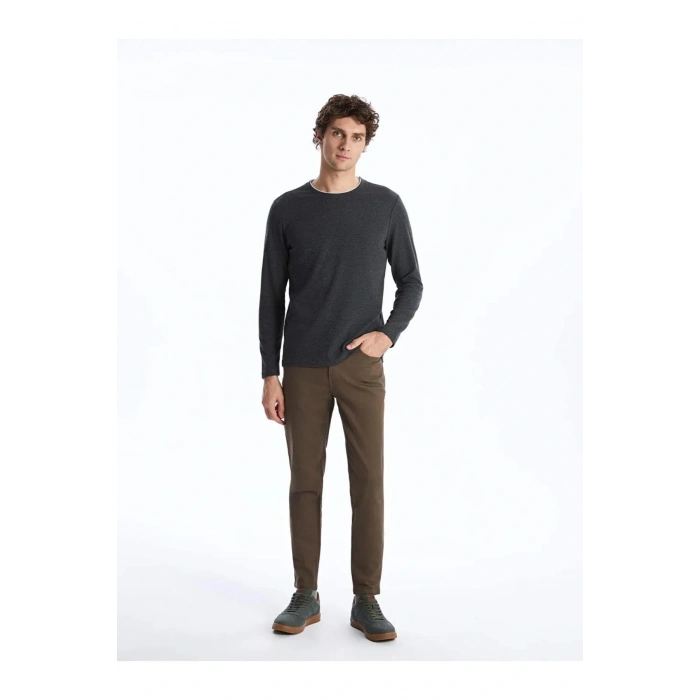 LCWAIKIKI Classic Siyah Bisiklet Yaka Uzun Kollu Erkek Sweatshirt