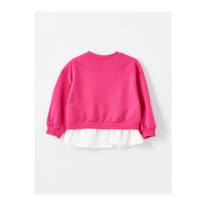 Bisiklet Yaka Uzun Kollu Baskılı Kız Bebek Sweatshirt (W4)