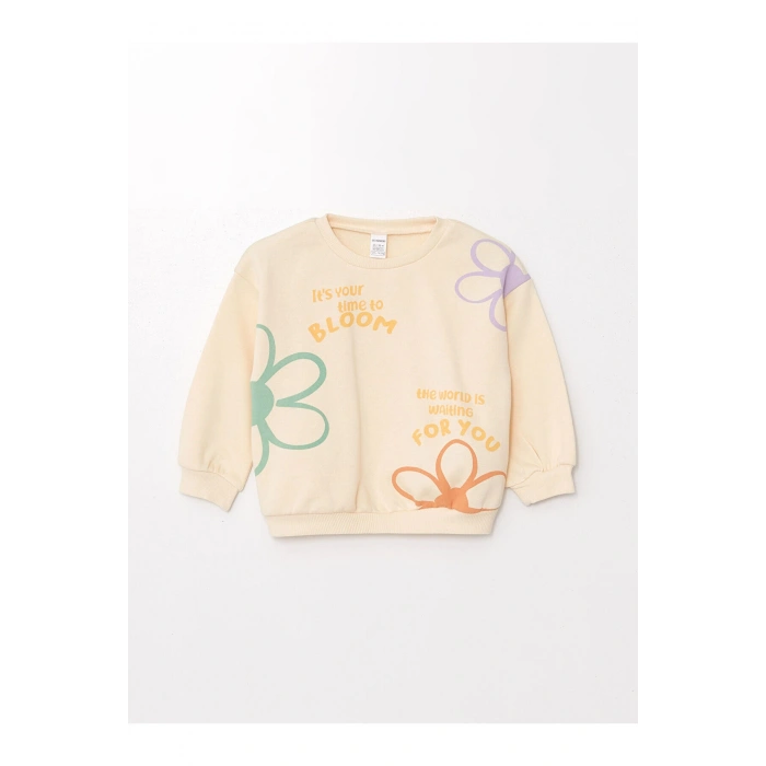 LW - Bisiklet Yaka Baskılı Kız Bebek Sweatshirt