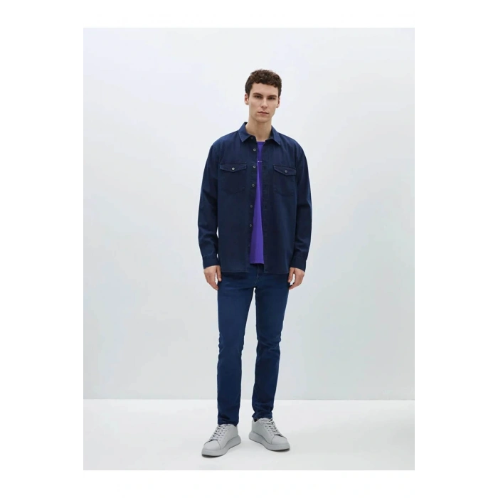 LCW Jeans İndigo Regular Fit Uzun Kollu Erkek Jean Gömlek