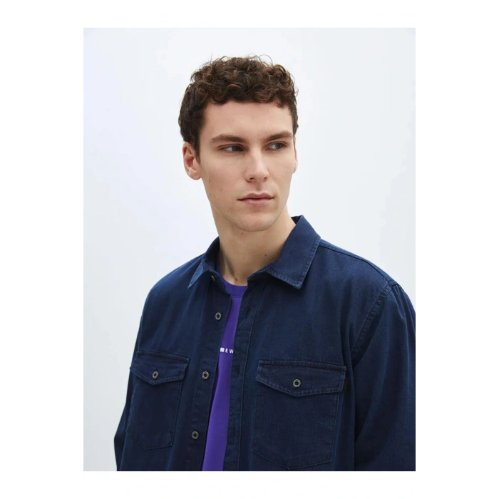 LCW Jeans İndigo Regular Fit Uzun Kollu Erkek Jean Gömlek