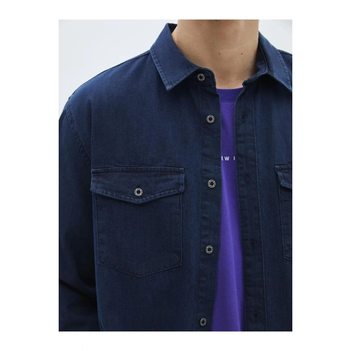 LCW Jeans İndigo Regular Fit Uzun Kollu Erkek Jean Gömlek