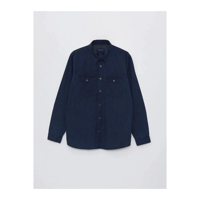 LCW Jeans İndigo Regular Fit Uzun Kollu Erkek Jean Gömlek