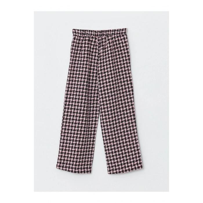 Beli Lastikli Kazayağı Desenli Kız Çocuk Pantolon