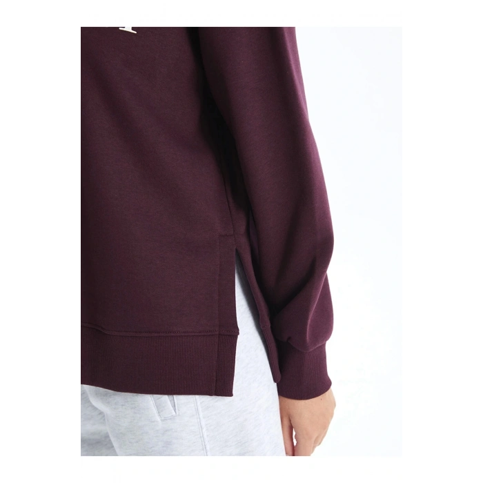 LCW Vision Mürdüm Bisiklet Yaka Baskılı Oversize Kadın Kalın Sweatshirt