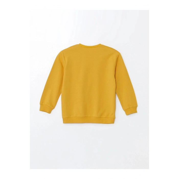 LCW Kids Sari Bisiklet Yaka Uzun Kollu Baskılı Erkek Bebek Sweatshirt ve Eşofman Alt 2li Takım