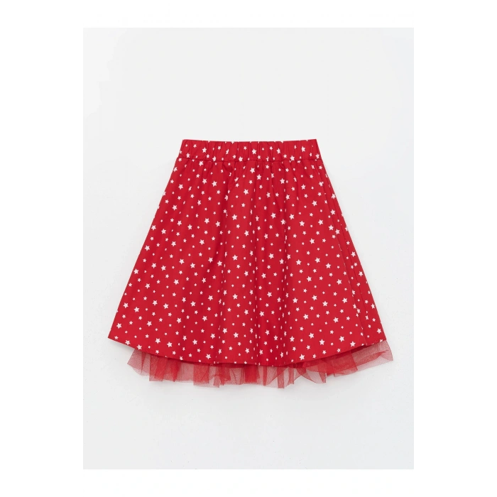 Beli Lastikli Baskılı Kız Çocuk Etek