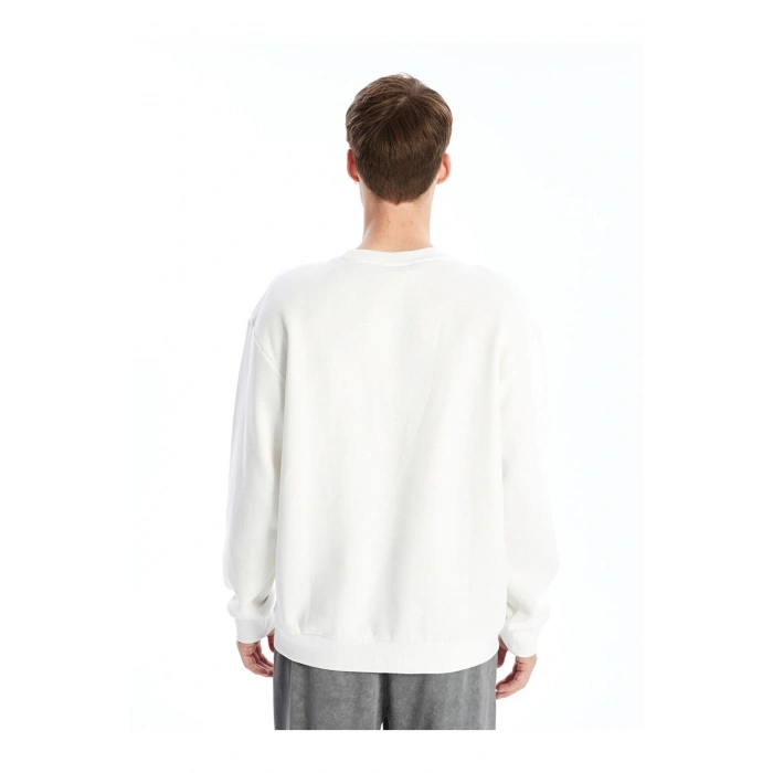 Bisiklet Yaka Uzun Kollu Baskılı Erkek Sweatshirt