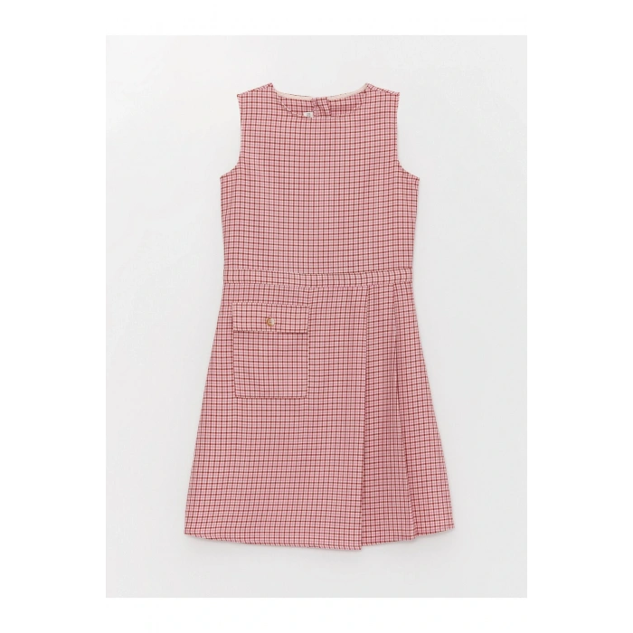 Bisiklet Yaka Ekose Kız Çocuk Elbise