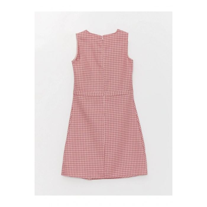 Bisiklet Yaka Ekose Kız Çocuk Elbise